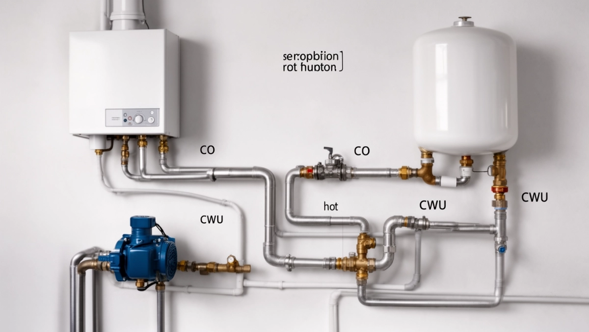 schemat instalacji co i cwu z kotła gazowego jednofunkcyjnego